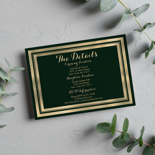Geometric modern forest green gold Details Card (Geometric modern forest green gold Details)