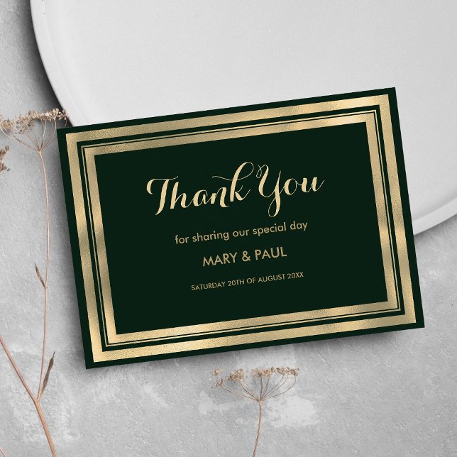 Geometric modern forest green gold Thank You (Geometric modern forest green gold Thank You)