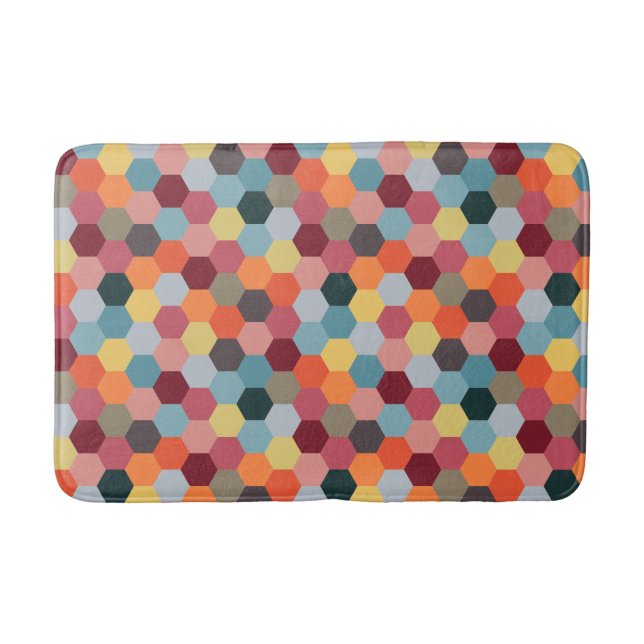 Geometric Modern Hexagon Pattern Bath Mat (Front)