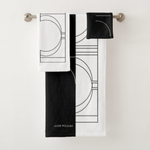 Geometric Modern Minimalist Elegant Personalised Bath Towel Set