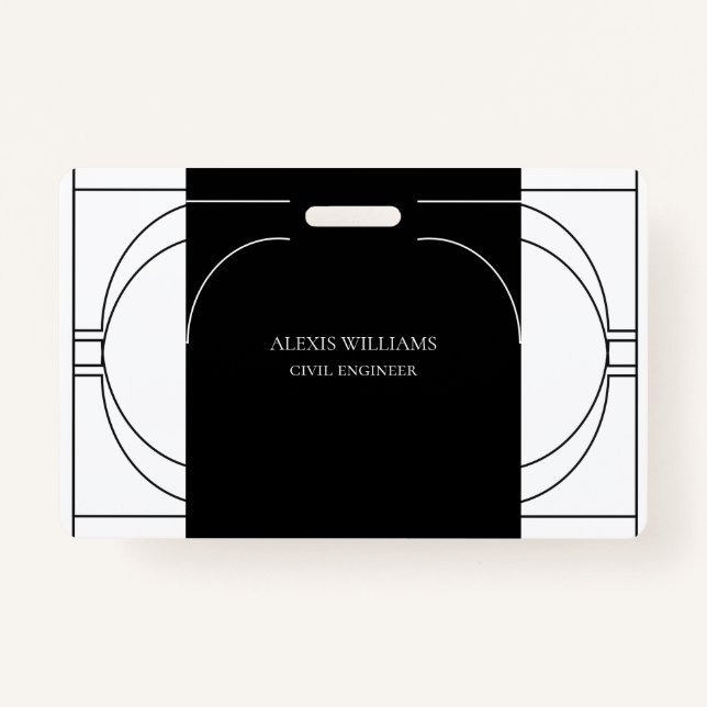 Geometric Modern Minimalist Elegant Professional ID Badge (Front)