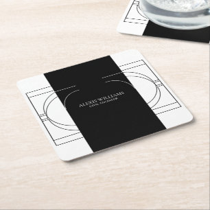 Geometric Modern Minimalist Elegant Professional Square Paper Coaster