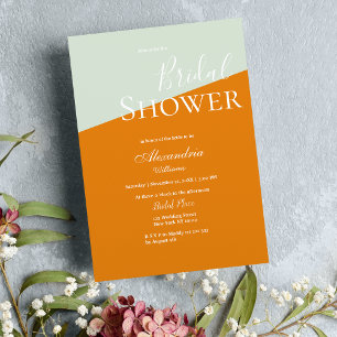 Geometric modern orange mint green Bridal Shower Invitation
