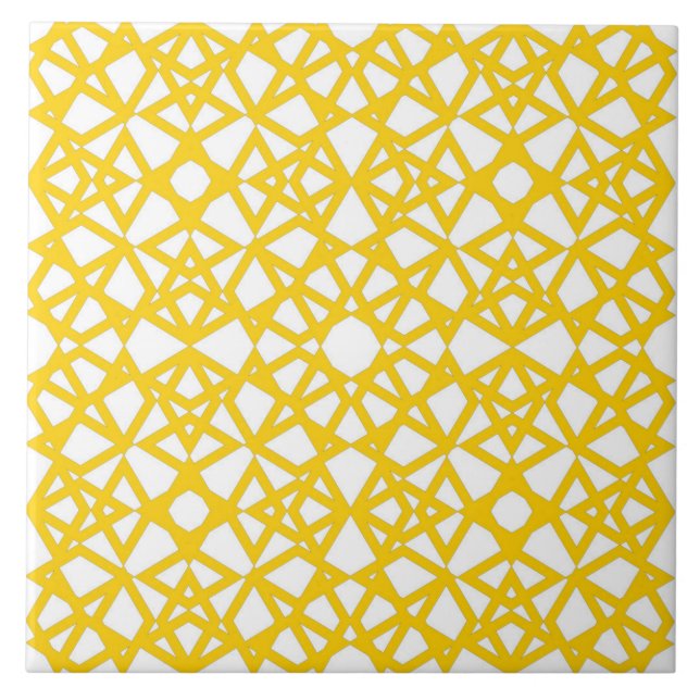 Geometric, modern, simple, mustard yellow, white tile (Front)