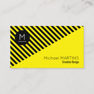 Geometric modern style black & yellow business card