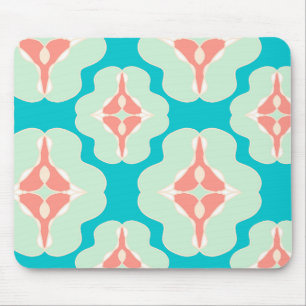 Geometric modern teal orange mouse mat