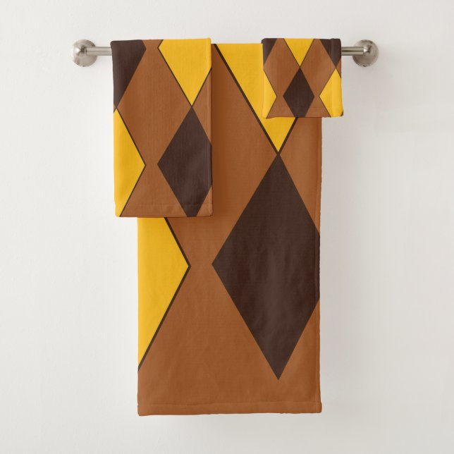 Geometric Modern Trendy Diamond Pattern Bath Towel Set (Insitu)