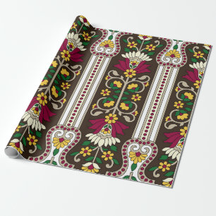 Geometric Moghul Paisley pattern on white backgrou Wrapping Paper