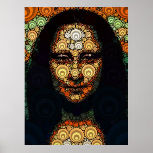 Geometric Mona Lisa Inspired Portrait Abstract Wal Poster