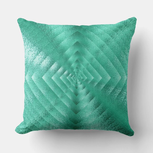 Geometric Monochromatic Glass Mint Green Tiffany Cushion (Front)