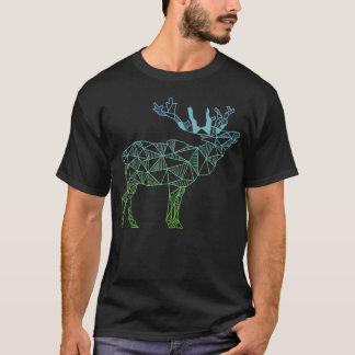 Geometric Moose Elk Wild Alaska Mountain T-Shirt