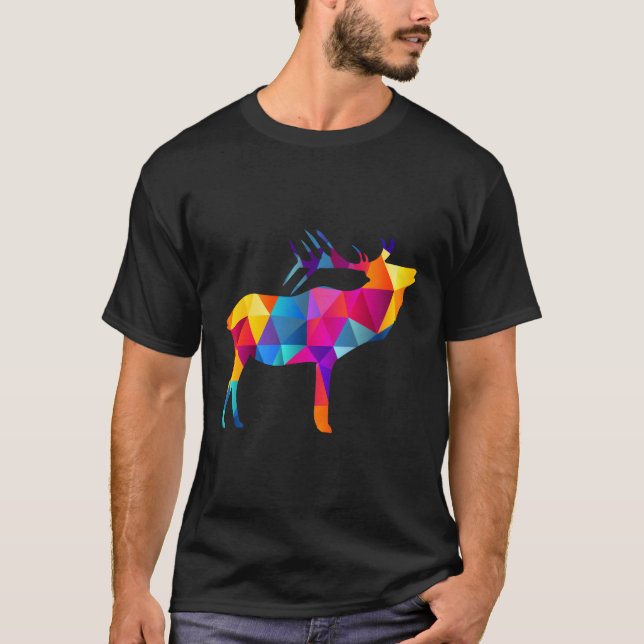 Geometric Moose Low Poly Polygon Moose T-Shirt (Front)