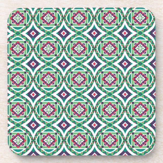 Geometric Moroccan Watercolor Seamless Pattern 4 Coaster (Front)