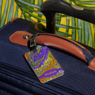 Geometric Mosaic Abstract in Earthy Autumn Colours Luggage Tag