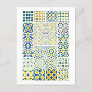 Geometric Mosaic Designs from Alhambra in Spain Postcard