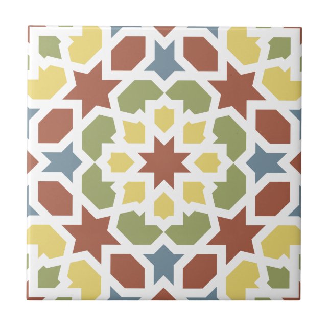 Geometric mosaic of arabesque of Morocco Tile (Front)