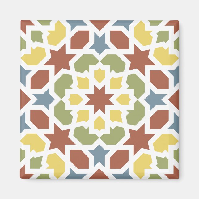 Geometric mosaic of Moroccan arabesques. Magnet (Front)