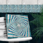 Geometric Mosaic Spiral - Aquamarine and Pearl Tile<br><div class="desc">Geometric Mosaic Spiral - Aquamarine and Pearl</div>