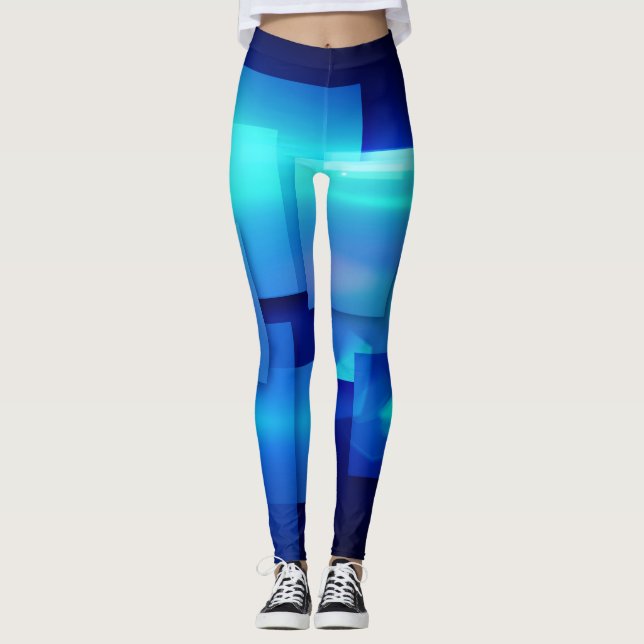 Geometric Mosaic Square Box Design Leggings (Front)