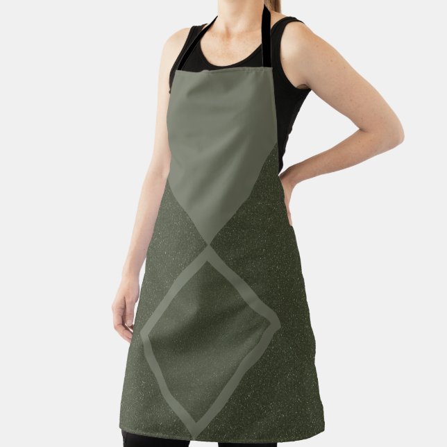 Geometric Moss Green Apron Design (Insitu)