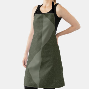 Geometric Moss Green Apron with Speckle