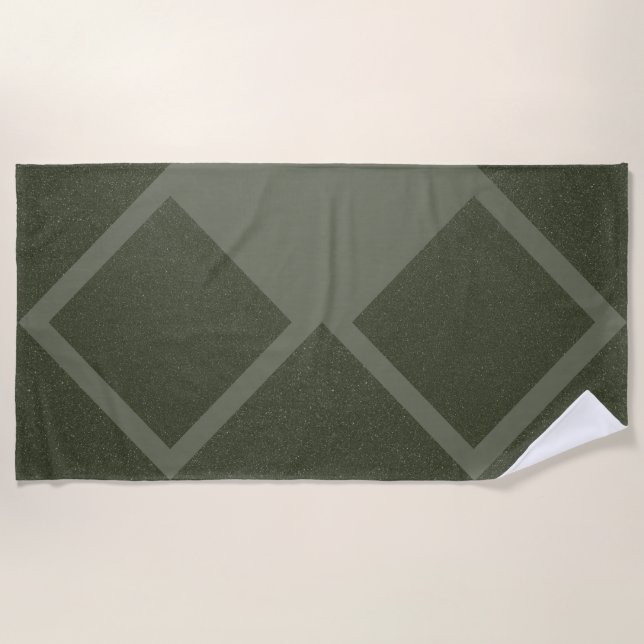 Geometric Moss Green Diamond Beach Towel (Front)