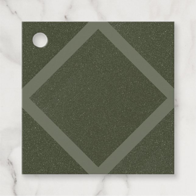 Geometric Moss Green Favour Tags (Front)