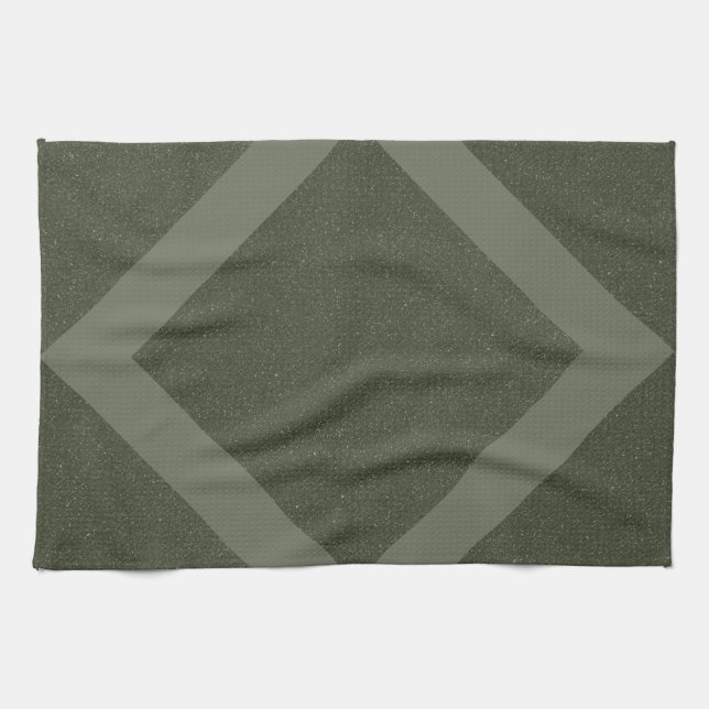 Geometric Moss Green Kitchen Towel (Horizontal)