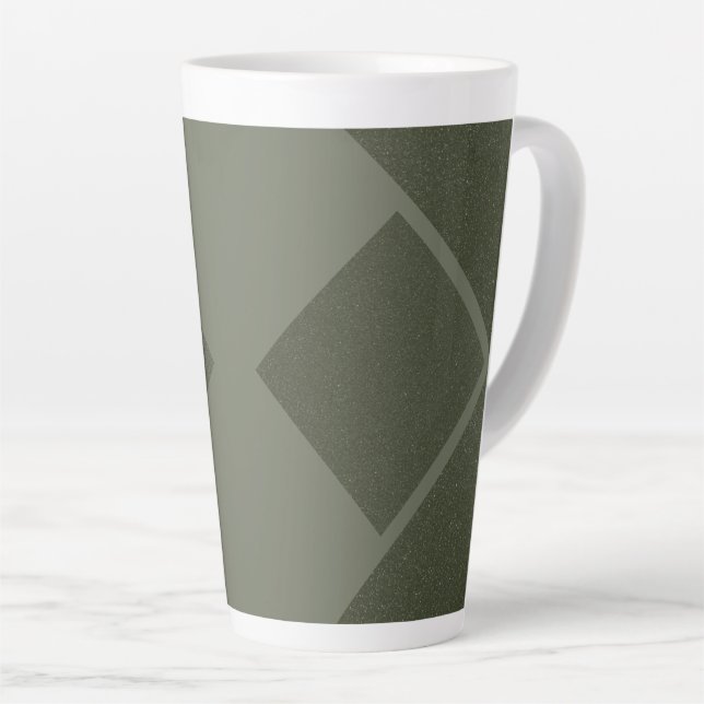 Geometric Moss Green Latte Mug (Right Angle)
