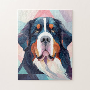 Geometric motifs abstract dog bernese mountain jigsaw puzzle