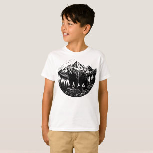 Geometric Mountain Bear Silhouette T-Shirt