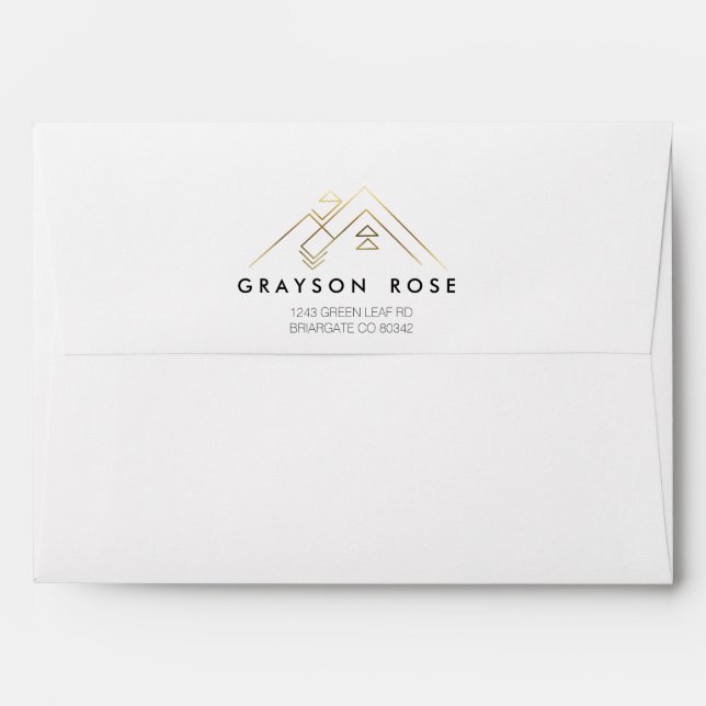 Geometric Mountain | Gold | Custom Address Label Envelopes (Back (Top Flap))