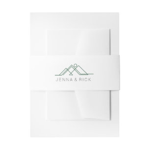 Geometric Mountain   Green Blue   Custom Names Invitation Belly Band