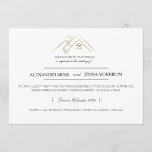 Geometric Mountain   Modern Gold Invitation