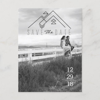Geometric Mountain | Modern Save The Date Announcement Postcard