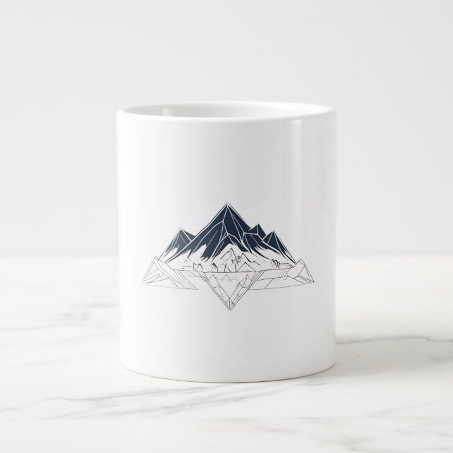 Geometric Mountain Outline Personalised Family Nam Large Coffee Mug (Front)
