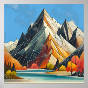 Geometric mountain poster