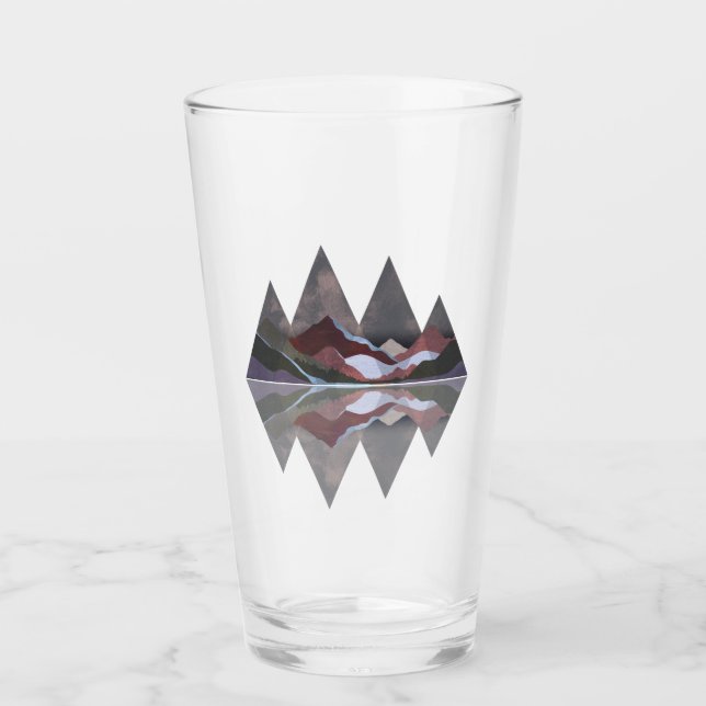 Geometric Mountain Scene Glass (Front)