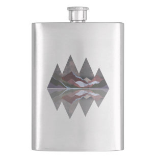 Geometric Mountain Scene Hip Flask
