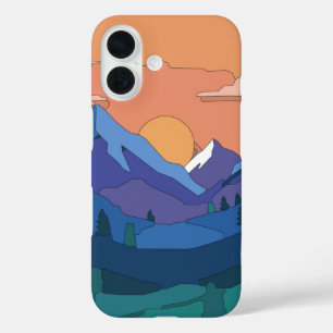 Geometric Mountain Sunset iPhone 16 Case
