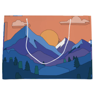 Geometric Mountain Sunset Large Gift Bag