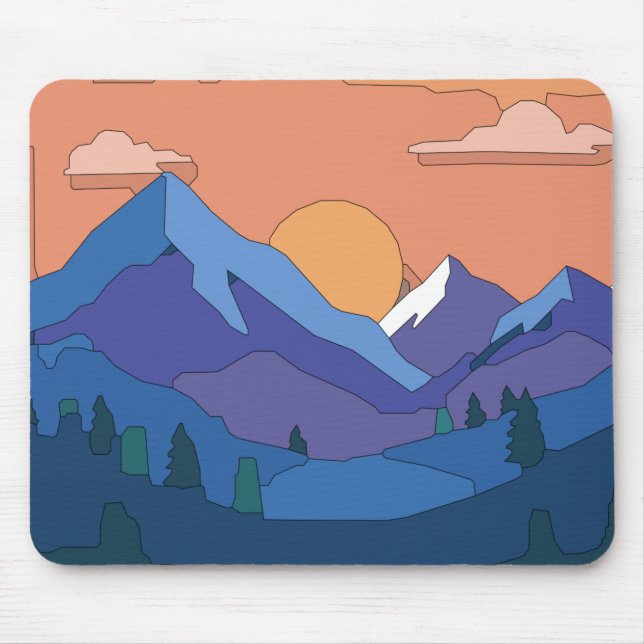 Geometric Mountain Sunset  Mouse Mat (Front)