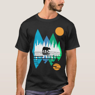 Geometric Mountains and Bear T-Shirt