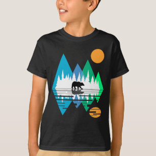 Geometric Mountains and Bear T-Shirt