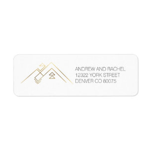 Geometric Mountains  Gold   Custom Address