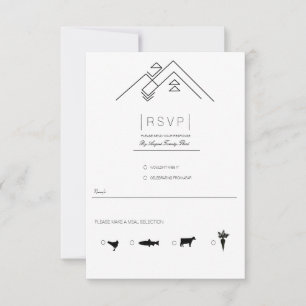 Geometric Mountains   Modern Black & White RSVP Card