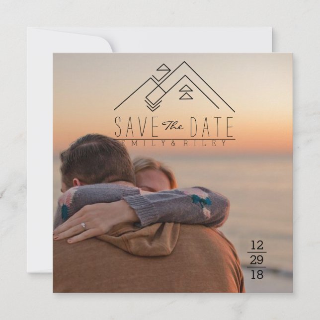Geometric Mountian | Bohemian Save The Date (Front)