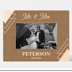 Geometric Mr Mrs Wedding Custom Wood Picture Frame