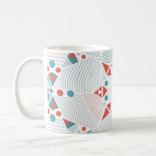 Geometric Mug - Coffee Mug  Coral & Teal Design