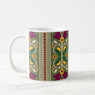 Geometric Mughal Paisley pattern on green backgrou Coffee Mug